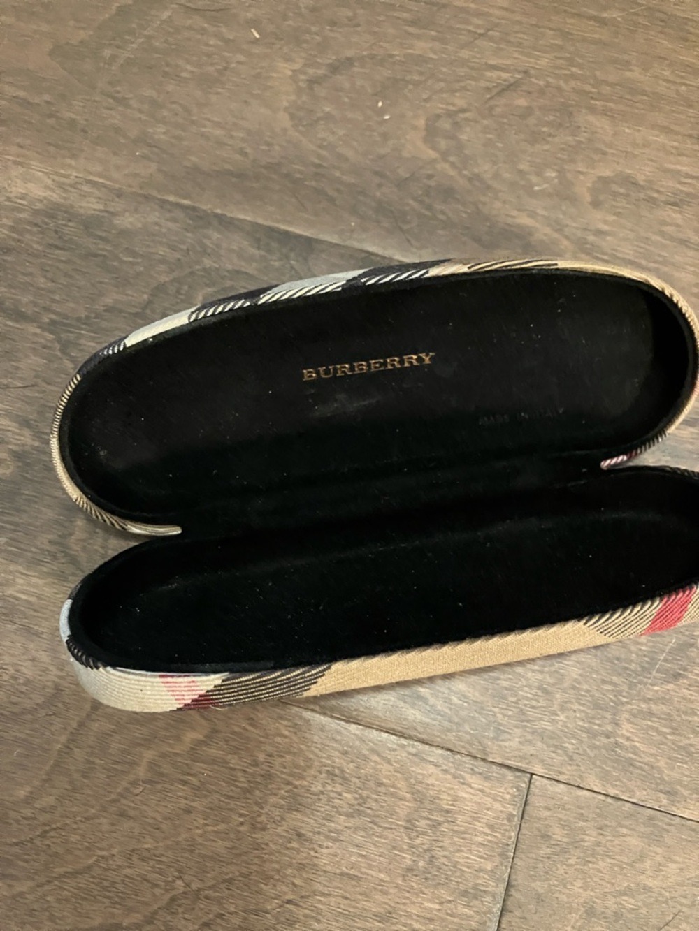 Burberry Plaid Eyewear Case - Beige, Black, Red Accents
